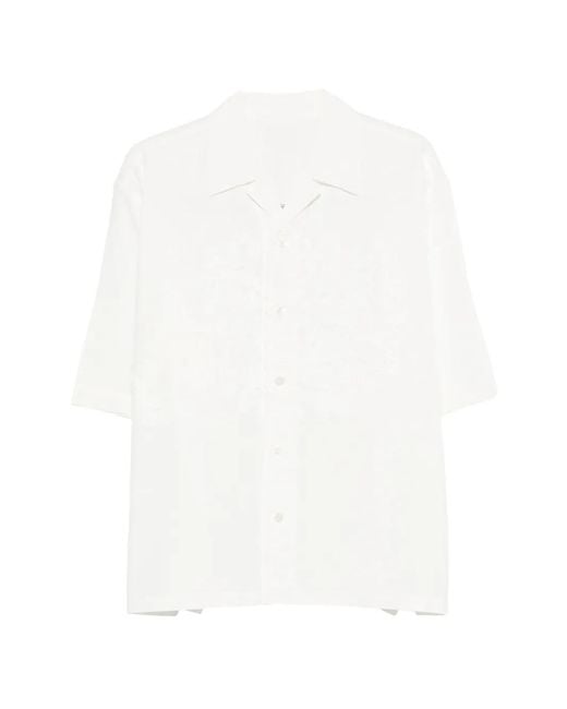 Homme Plissé Issey Miyake White Embroidery Short-Sleeve Shirt for men