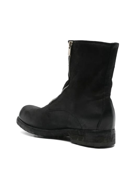 Officine Creative Black Zip-Detail Leather Boots for men