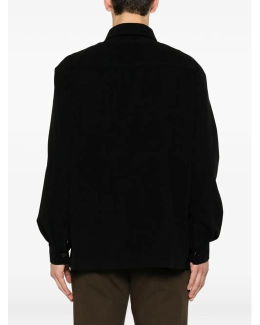 Karl Lagerfeld Black Corduroy-Texture Flap-Pocket Overshirt for men