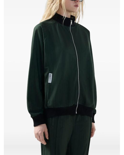 Gcds Green Pinstripe Logo-Patch Jacket
