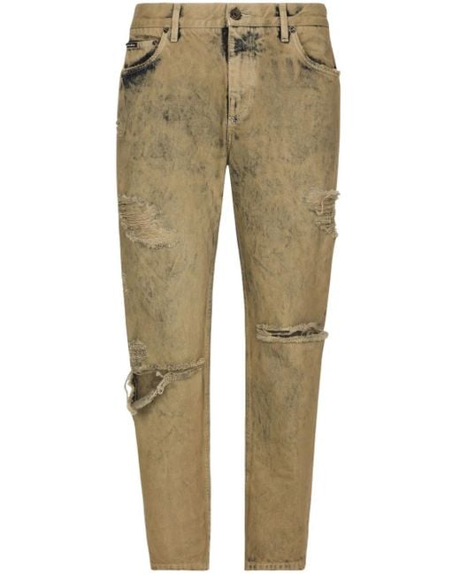 Dolce & Gabbana Natural Ripped Slim-Fit Jeans for men
