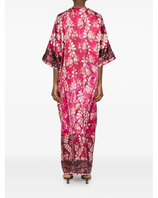 Pierre Louis Mascia Pink Floral V-Neck Maxi Dress
