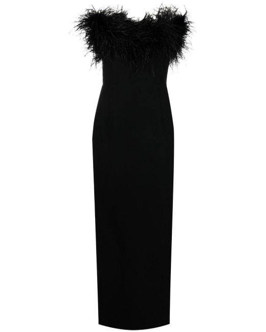 New Arrivals Black Lena In Shanghai Express Feather-trim Dress