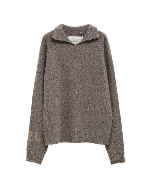 ERL Brown Knitted Polo Neck Sweater for men
