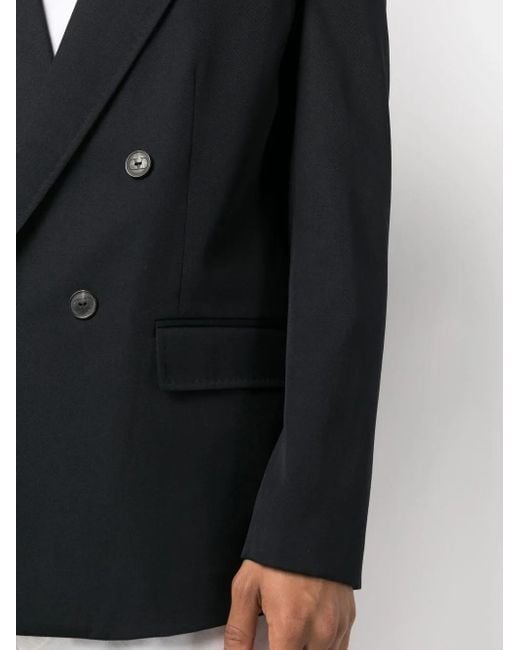 Valentino Garavani Blue Peak Lapels Double-Breasted Blazer for men