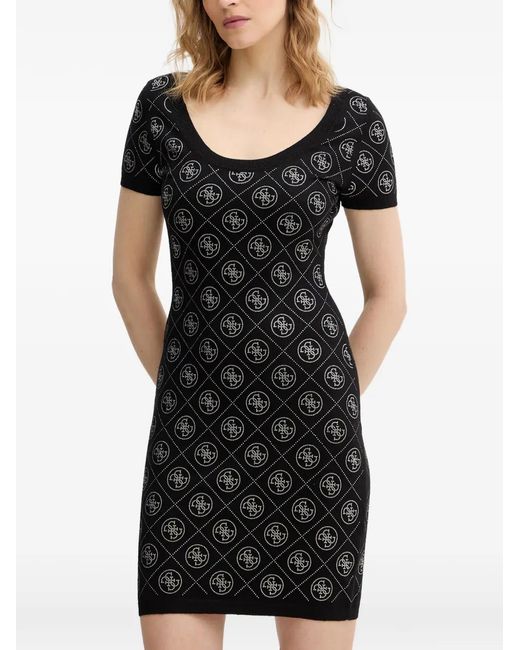Guess Black 4G Rhinestone-Embellished Mini Dress