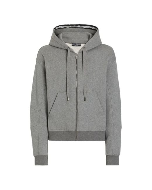 Dolce & Gabbana Gray Cotton Hooded Sweatshirt for men
