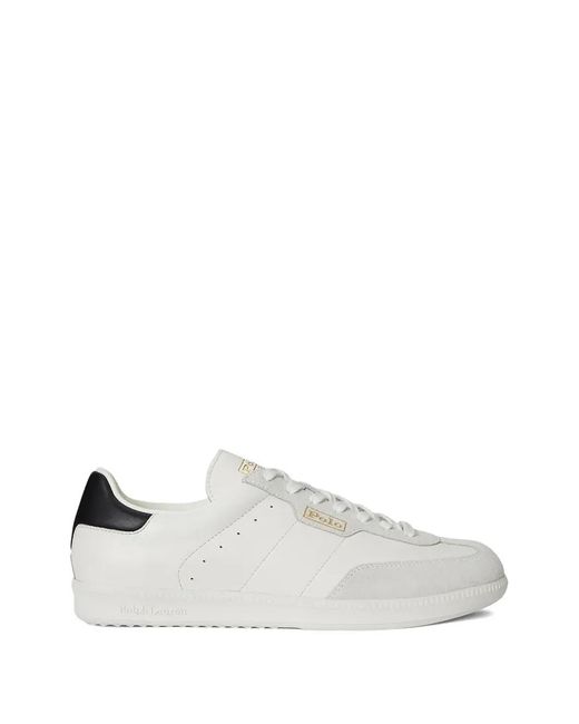 Polo Ralph Lauren White Suede Panelled Sneakers for men