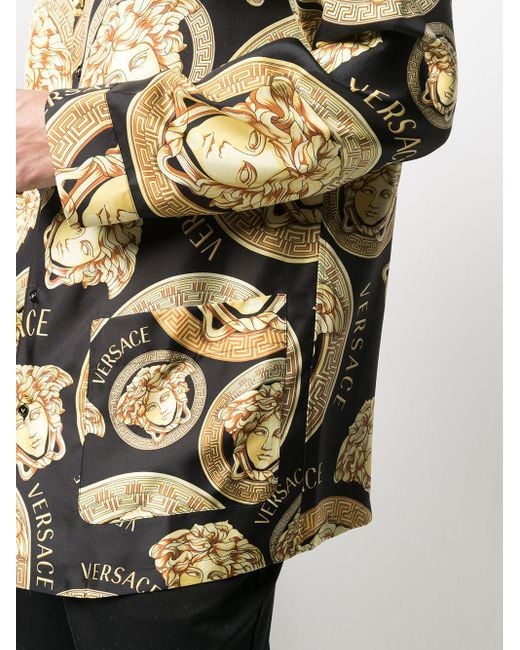 Versace Medusa Amplified Long-sleeve Pyjama Shirt in Black for Men | Lyst