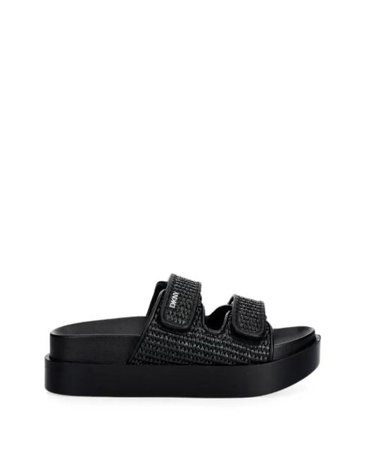 DKNY Black Piper Touch-Strap Woven Slides