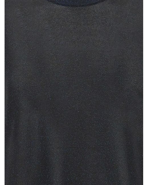 Gran Sasso Blue Lurex-Knit Sleeveless Top