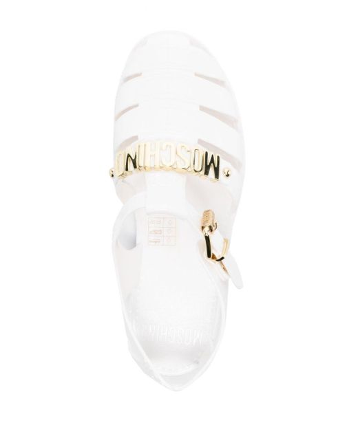 Moschino White Logo-lettering Jelly Sandals