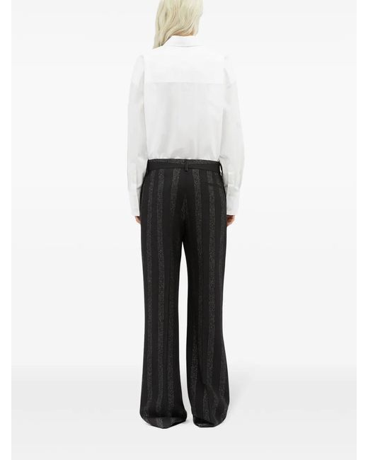 MSGM Black Striped Wide-Leg Trousers