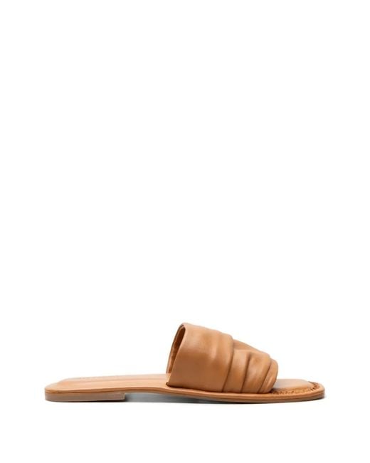 Free People Brown Evelyn Ruched Leather Sandals