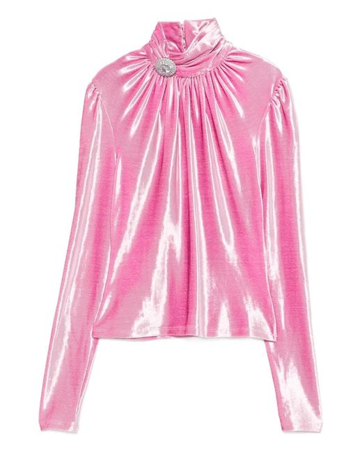 Rabanne Pink Neck-Embellishment Top
