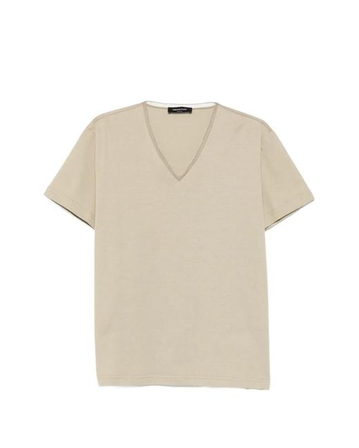 Fabiana Filippi Natural V-Neck Short-Sleeve T-Shirt