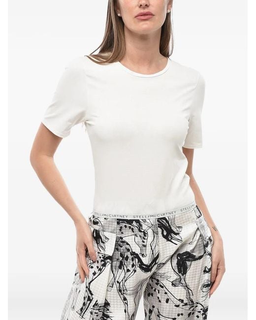 Stella McCartney White Organic Cotton T-Shirt With Branded Elastic