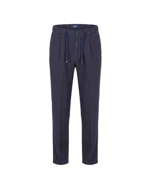 Drumohr Blue Pleated Drawstring Trousers for men