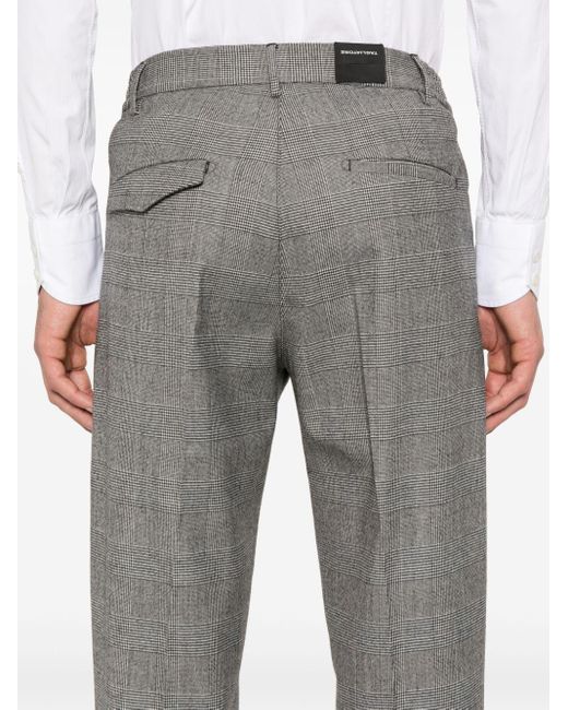 Tagliatore Gray Checked Tapered Trousers for men