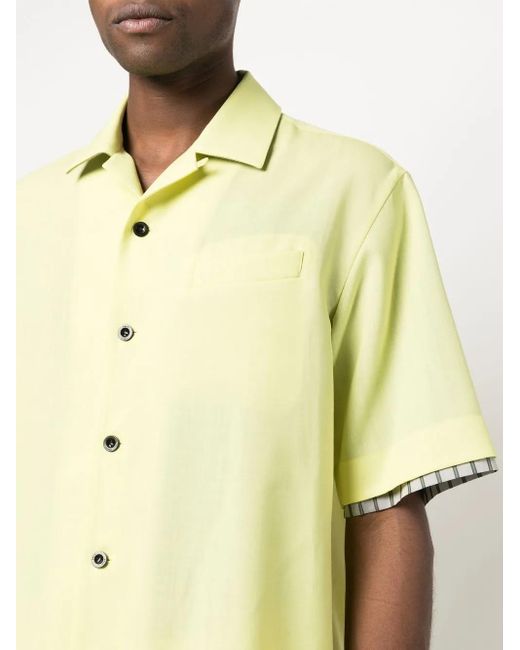 メンズ Sacai ショートスリーブ オーバーサイズシャツ Yellow