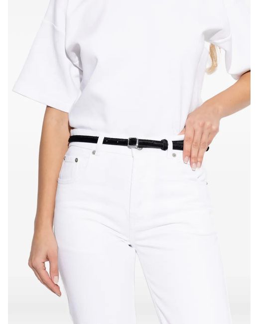 LIE STUDIO White Georgia Buckle Belt