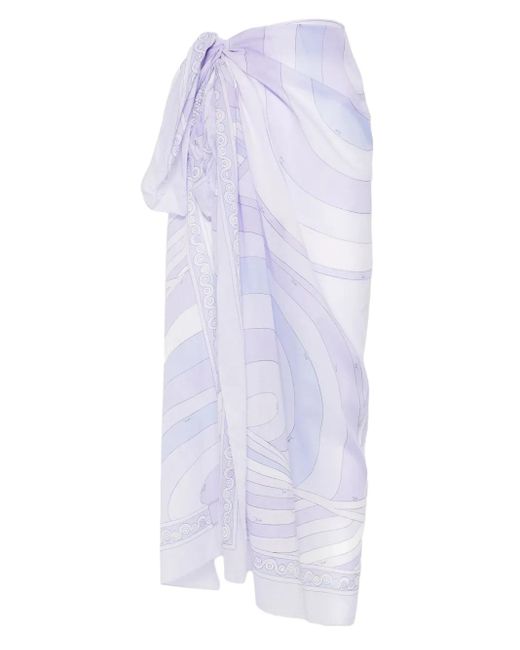 Emilio Pucci White Geometric Print Pareo