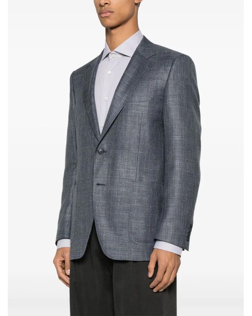 Canali Blue Slub-Texture Blazer for men