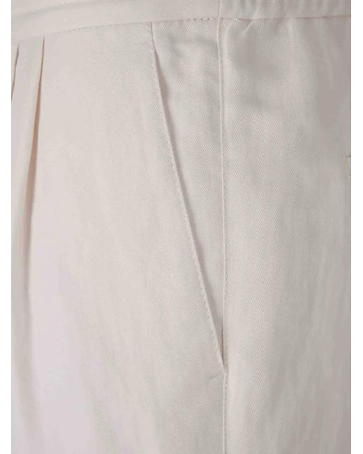 Brunello Cucinelli White Drawstring-Waist Trousers for men