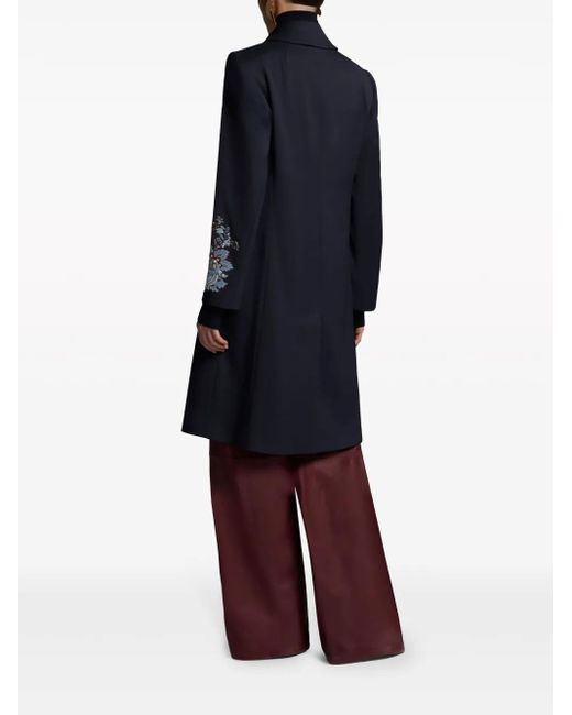 Etro Blue Mantel Aus Gabardine Mit Stickereien, Damen, Größe