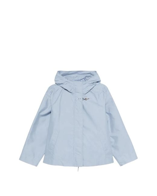 Fay Blue Hooded Zip-Fastening Jacket