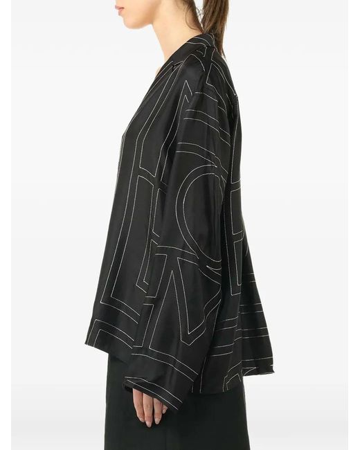 Totême  Black Monogram-Print Shirt