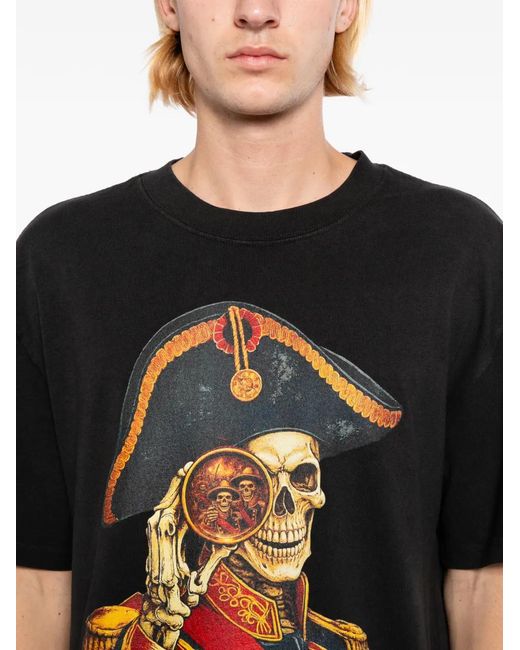Melt Black Graphic-Print Round Neck T-Shirt for men