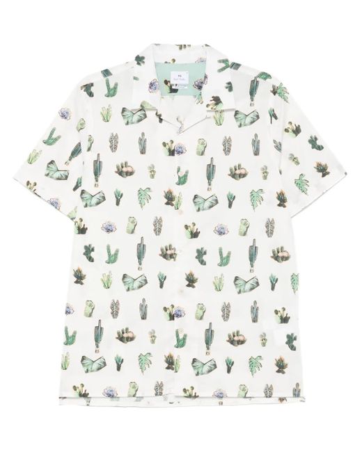 Paul Smith White Printed Cotton Shirt for men