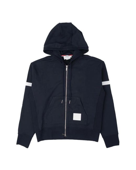 Thom Browne Blue Loopback-Jersey Armband Hoodie for men