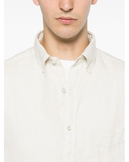 Gant White Button-Down-Collar Chest-Pocket Shirt for men