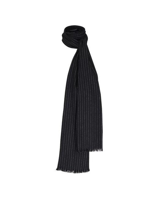 Kinross Cashmere Black Striped-Pattern Scarf