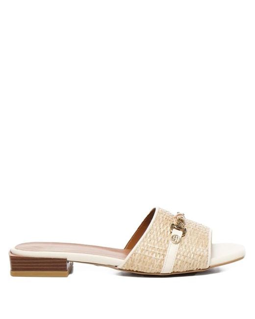 V73 Natural Esther Woven Chain-Embellished Sandals