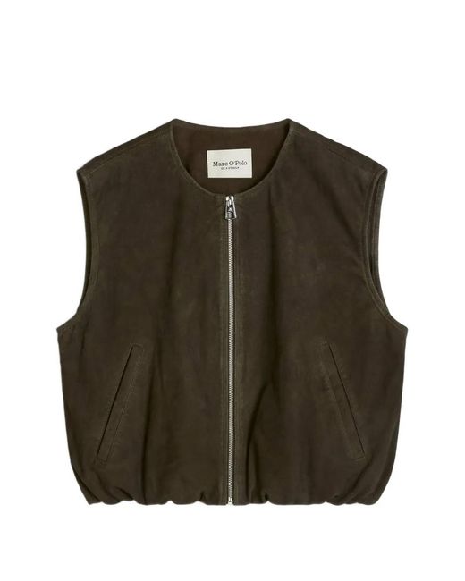 Marc O' Polo Green Zip-Up Suede Vest