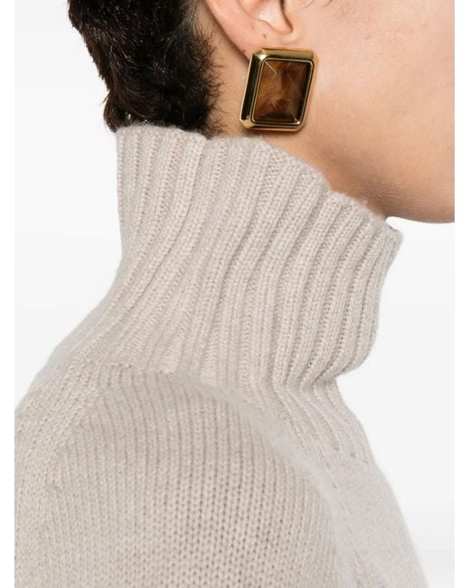 Max Mara Brown Max Mara Raglan-Sleeve Sweater With Funnel Neck