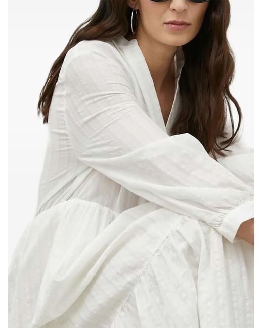 Drykorn White Gestuftes Kleid Mit Streifen