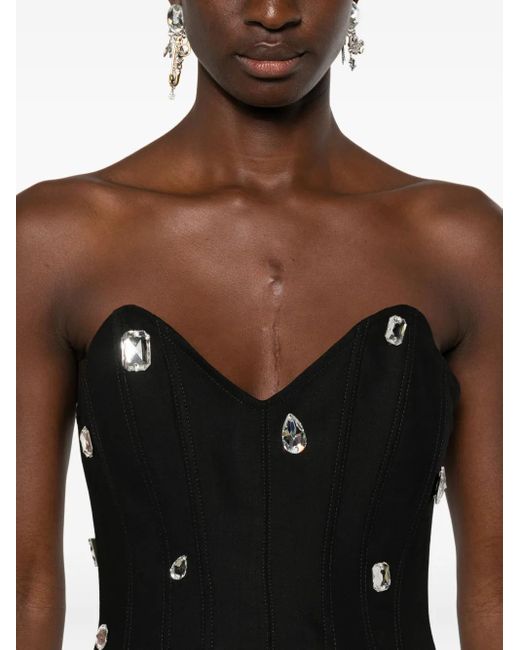 David Koma Black Corsage mit Kristallen