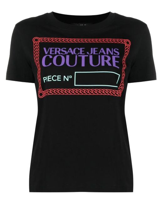 Versace Jeans Couture Black Piece Number-Print T-Shirt