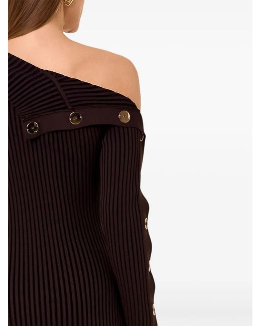 Nicholas Black Ribbed Knit Mock Neck Maxi Dress