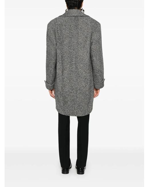 Ermanno Scervino Gray Herringbone-Pattern Coat