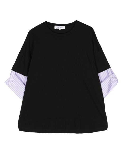 Enfold シャツ レイヤード Tシャツ Black