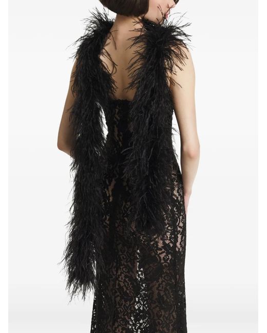 2310 STUDIO Black Écharpe Bordée De Plumes
