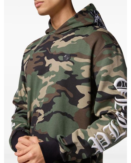 Felpa Gothic Plein Con Stampa Camouflage di Philipp Plein in Gray da Uomo