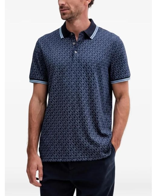 Michael Kors Blue Pattern Trim Polo Shirt for men