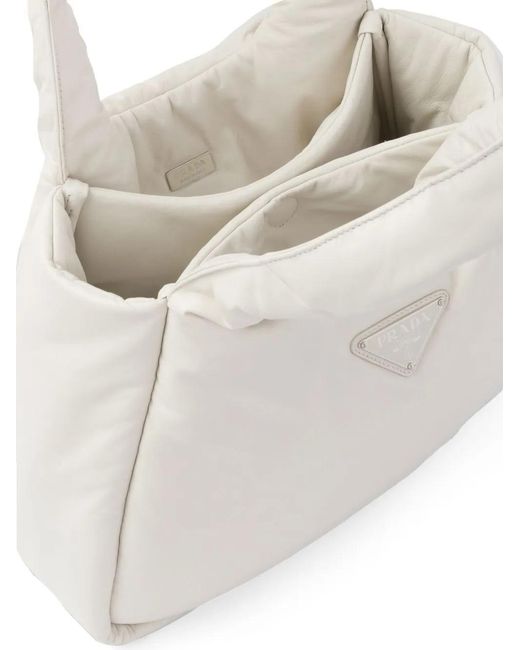 Prada White Medium Soft Tote Bag