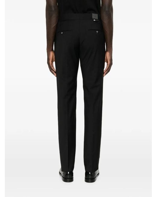 Tagliatore Black Buckle-Detail Trousers for men